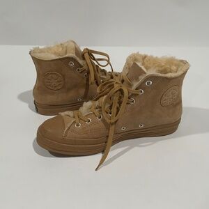 Men’s 11.5 Converse Chuck 70 Hi Tri Panel in the 'Khaki Shearling/Ice Coffee